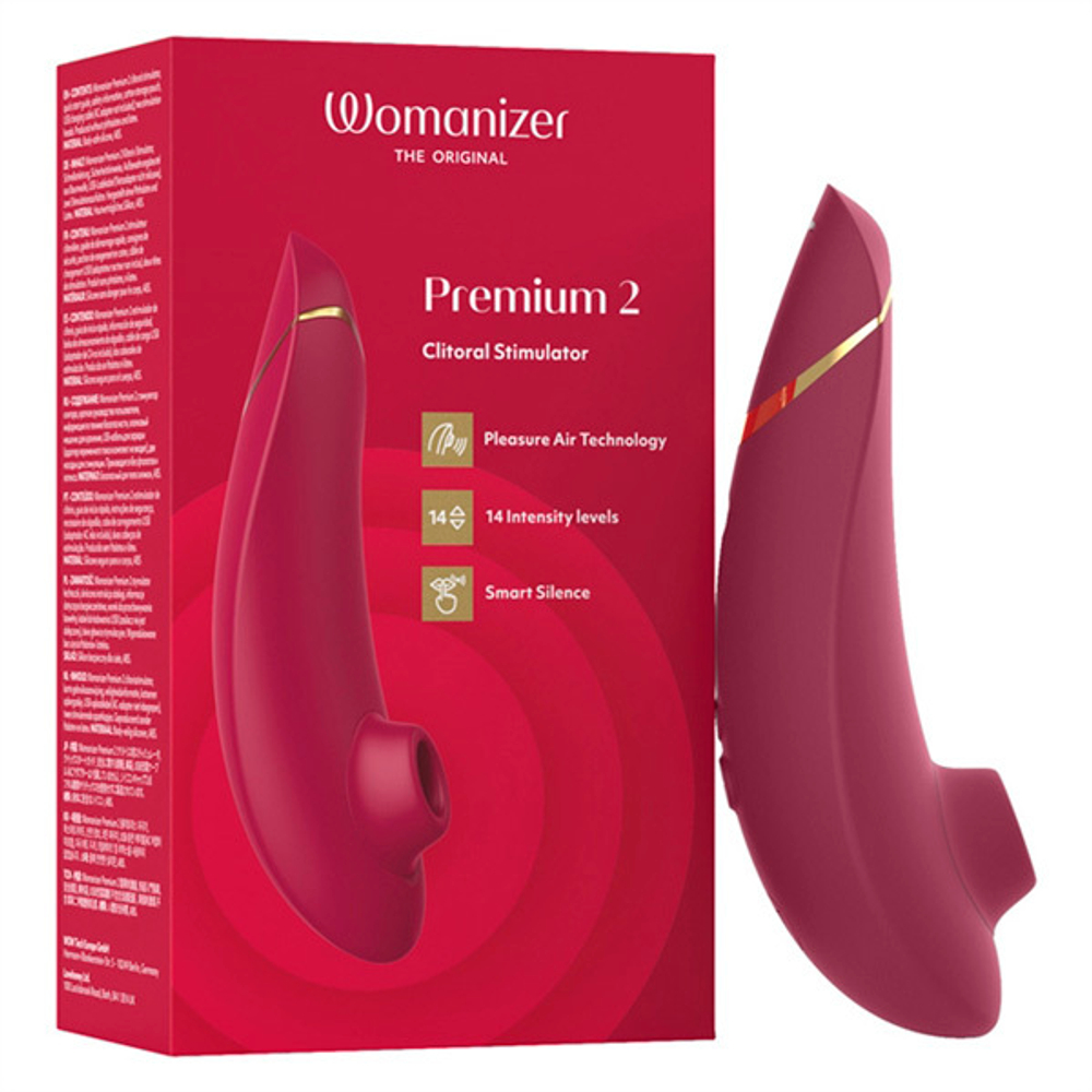 Бордовый вакуумно-волновой клиторальный стимулятор Womanizer Premium 2 Bordeaux WZ212SGB