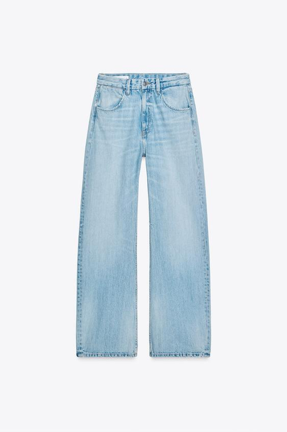 ZARA ДЖИНСЫ-БАНАНЫ TRF С ВЫСОКОЙ ПОСАДКОЙ, ГОЛУБОЙ