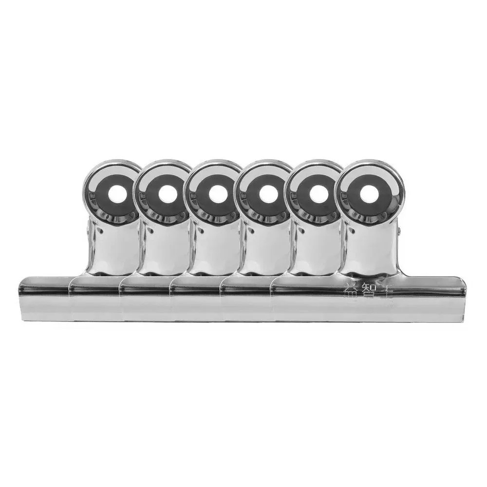 Зажимы для бумаги металлические 50 мм, 6 штук, MC-Basir, набор канцелярских зажимов для документов и кроя ткани, большой размер, стальные, до 240 листов