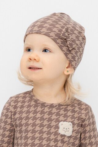 шапка  для девочки  КР 8170/беж,гусиная лапка к505