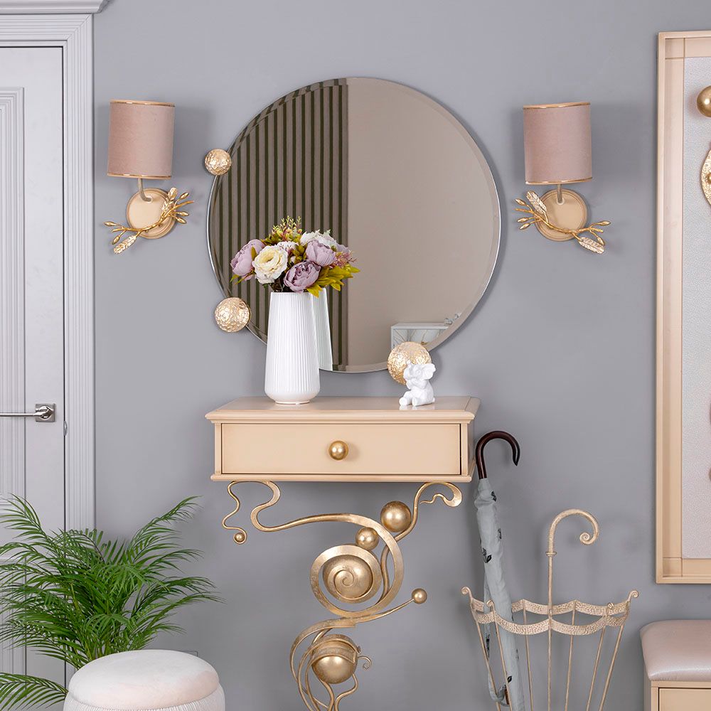 Бра настенный светильник Oliva Branch (Олива Бранч) правое Айвори Мраморное золото с абажуром Айвори