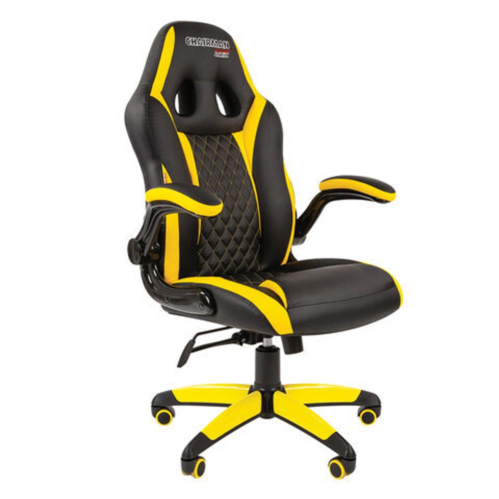 Кресло компьютерное СН GAME 15, экокожа, черное/желтое, 7028512