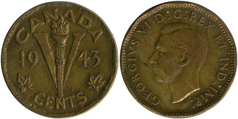 Канада 5 центов, 1943 Король Георг VI XF