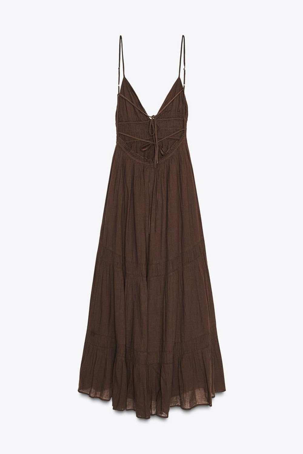 ZARA ПЛАТЬЕ МИДИ, КОРИЧНЕВЫЙ