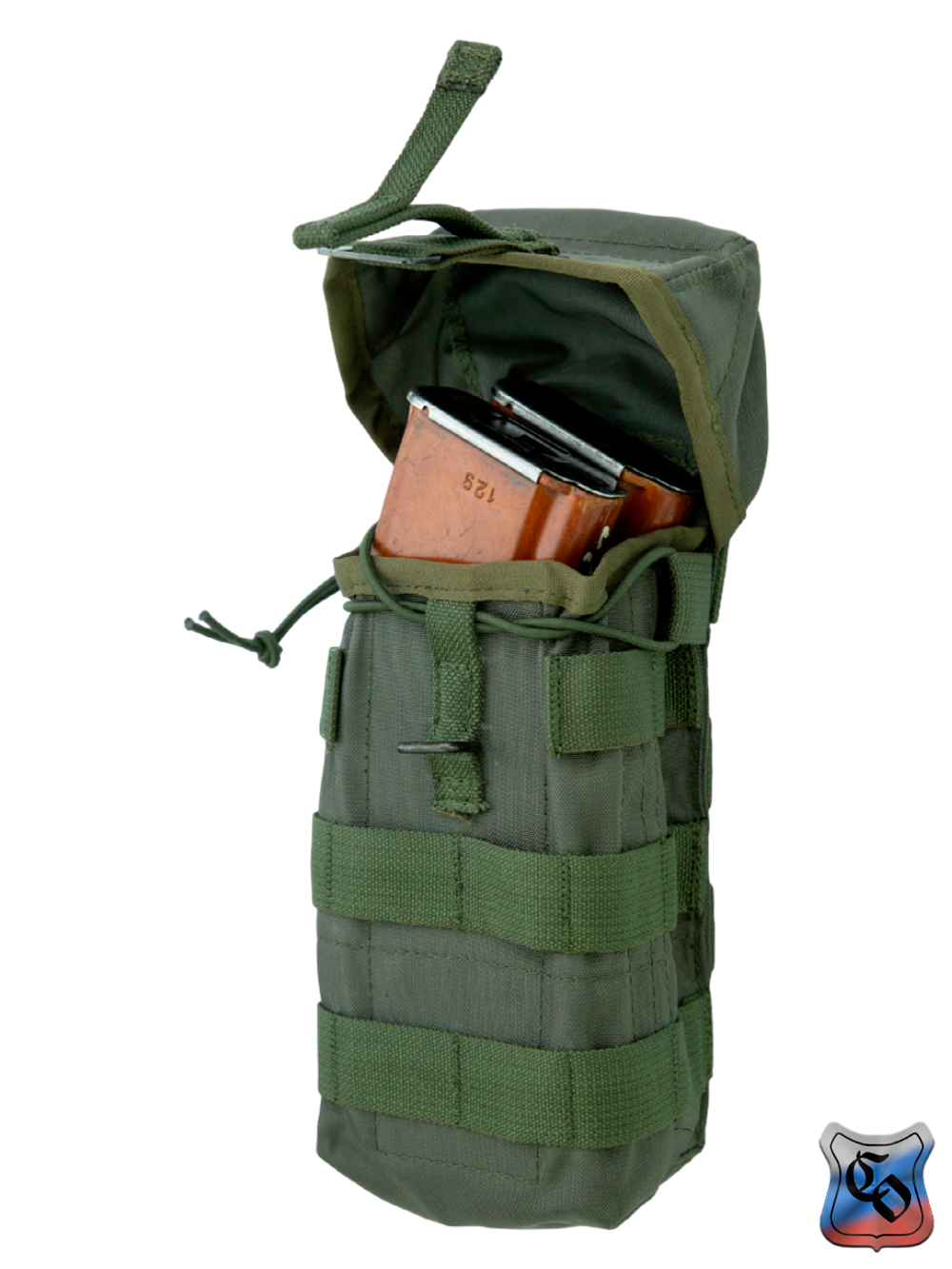 Подсумок SSO АК 2 MOLLE с бесшумной застёжкой и утяжкой. Олива