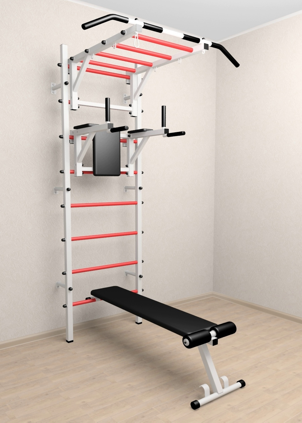 Шведская стенка Sv Sport усиленная 624 (Турник рукоход/Брусья/Скамья)