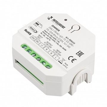 Диммер DALI с выходом TRIAC 050433 белый DALI-TRIAC-601-72-D2-DRI-PS-DIN White (230V, 1x1.5A) INTELLIGENT Arlight