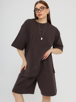 Футболка с разрезами, шоколад