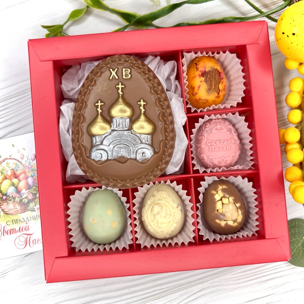 Шоколадный набор "Храм": шоколадка и 5 конфет ручной работы