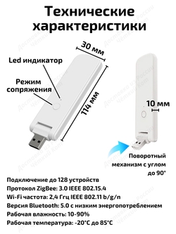 Умный Хаб Tuya ZigBee BLE Wi-Fi c USB портом