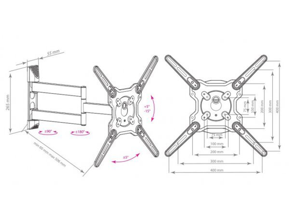 Кронштейн Kromax Optima-406 (тёмно-серый)