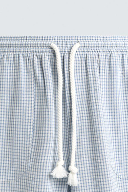 ZARA БРЮКИ RELAXED FIT В КЛЕТКУ, НЕБЕСНО-ГОЛУБОЙ