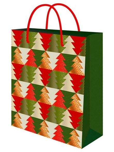 Пакет подар. бум. новогодн. 18*23*10см, 190 гр/м "Ёлки"
