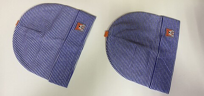 Шапка на мальчика трикотажная из хлопка однослойная на размер 48-50, цвет голубая полоска.