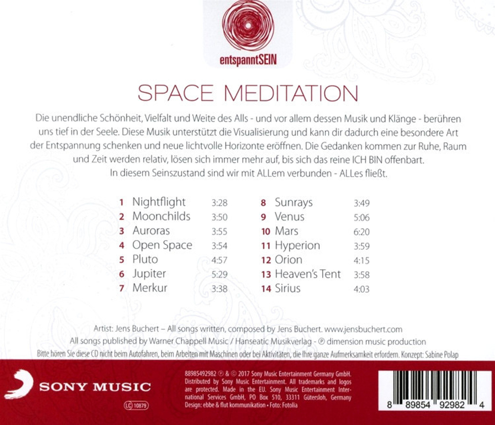 Jens Buchert / Space Meditation (A Journey Into Deep Relaxing Ambient & Chillout Music)(CD)