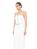 Женское кожаное платье корсет белое с молнией