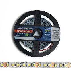 ULS-M13-2835-120LED-m-8mm-IP20-DC12V-9.6W-m-5M-6500K PROFI Гибкая светодиодная лента на самоклеящейся основе. Катушка 5м. в герметичной упаковке. Дневной свет 6500K. ТМ Uniel.