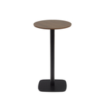 Dina Высокий круглый стол из меламина с ореховой отделкой и черной металлической ножкой  Ø60x96