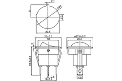 Клавишный круглый выключатель REXANT 250v 6а (3с) on-off синий с подсветкой (rwb-214, sc-214, mirs-101-8) 36-2571