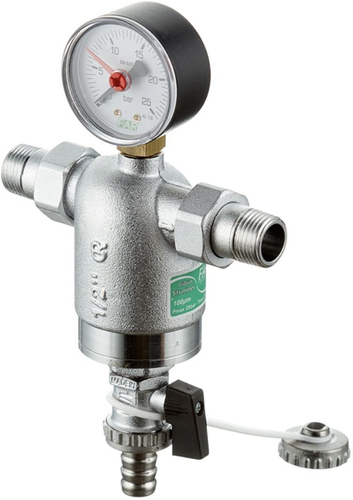 Фильтр FAR 1/2" НР/НР, с манометром, 100 мкм, Max: 95 °C, 25 бар FA 3944 12100