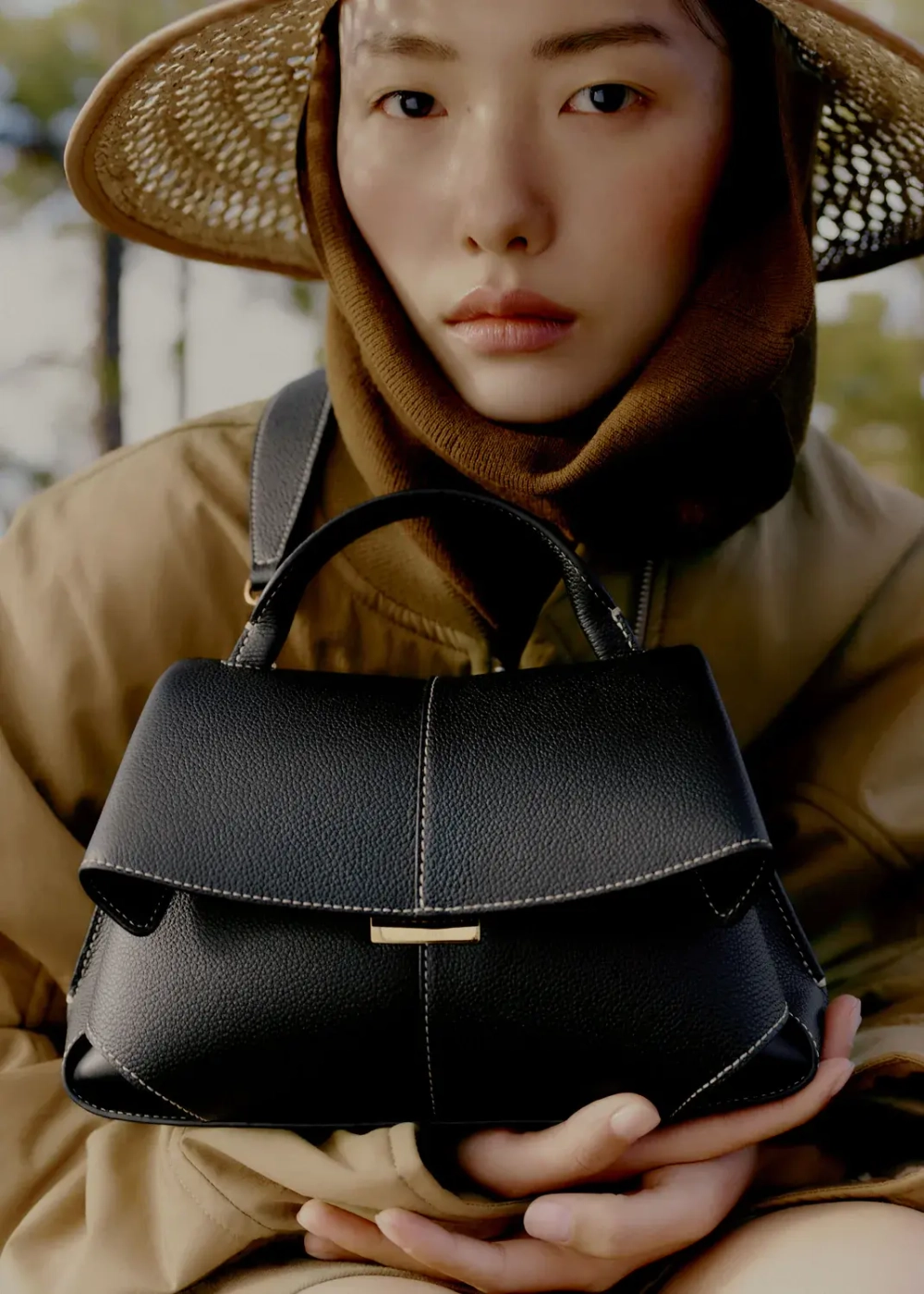 POLENE СУМКА MOKKI MINI, ЧЕРНЫЙ/ЭКРЮ