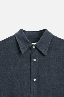 ZARА РУБАШКА RELAXED-FIT ИЗ РЕЛЬЕФНОЙ ТКАНИ, ИНДИГО