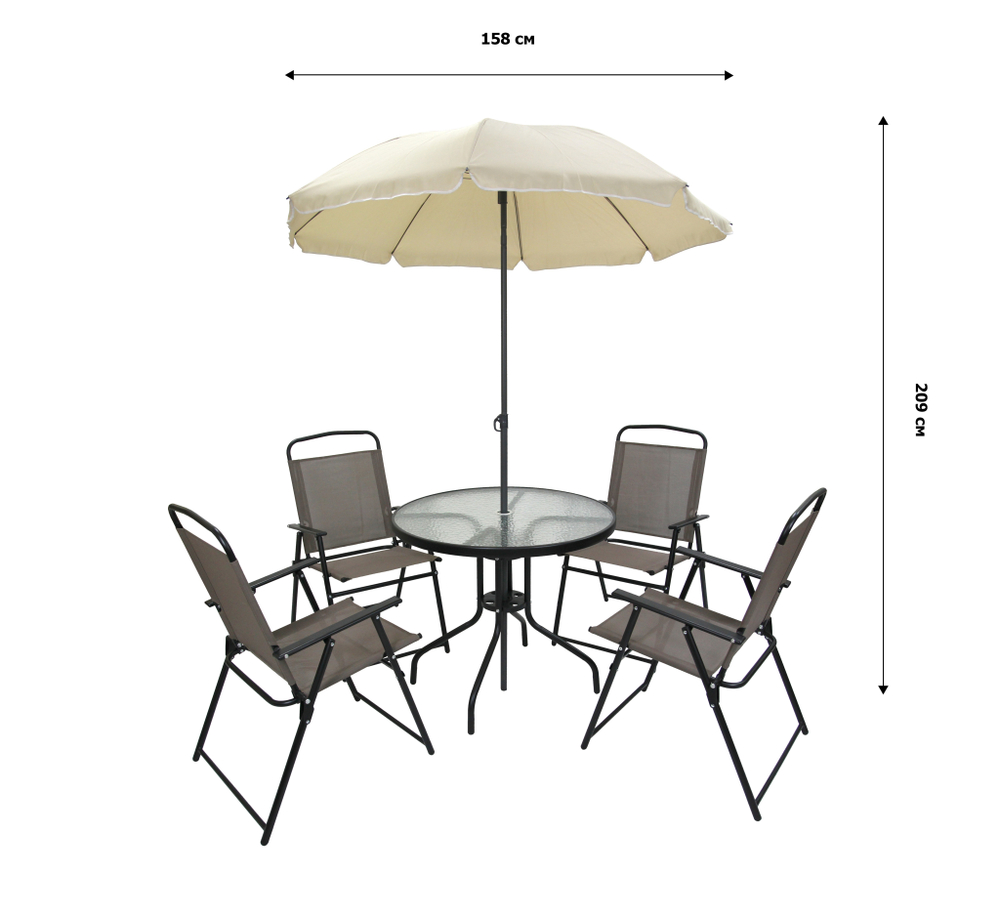 Набор мебели Ялта складной со спинкой арт.WR2119 светло-коричневый,  "Garden story"