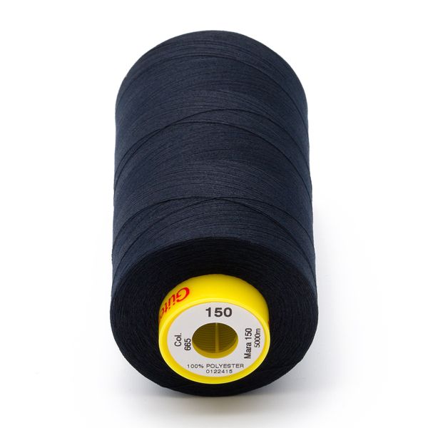 Нитка Gutermann Mara 150 (5000 метров), 1 боб., особо тонкая | 665 сине-черный