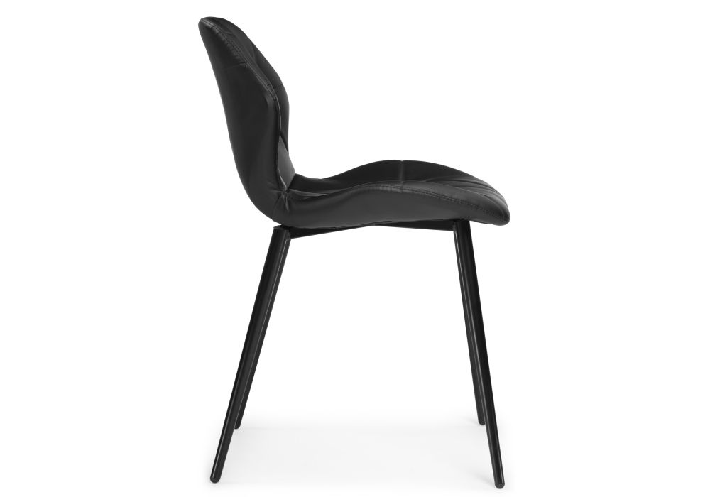 Стул на металлокаркасе Вальд экокожа черный / черный глянец
