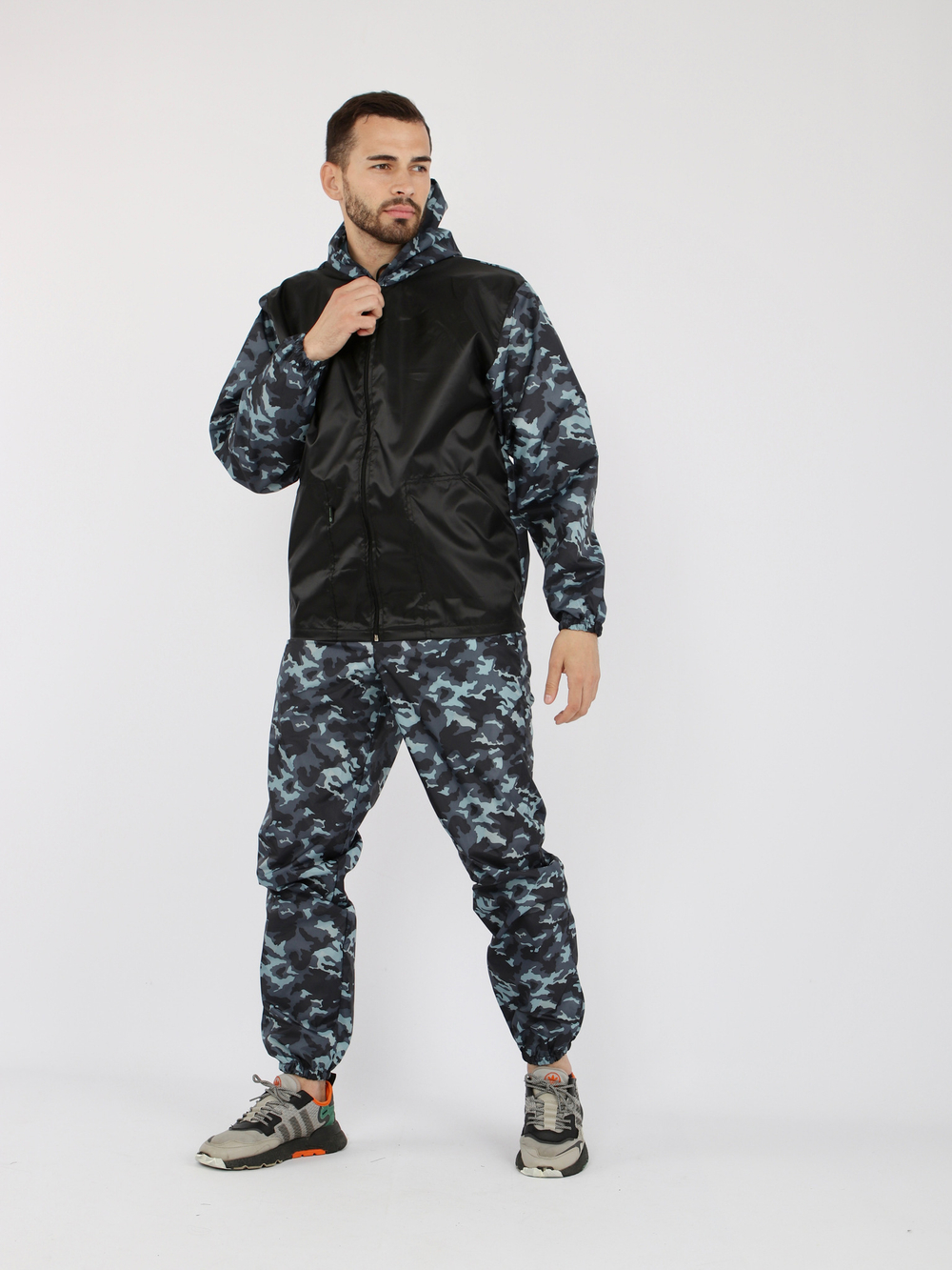 Костюм для активного отдыха Prival Ветровлагозащитный, мужской, чёрный + кмф Город