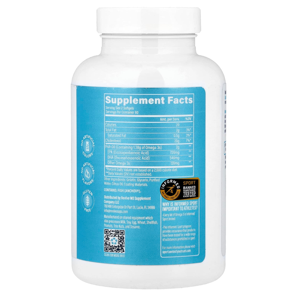 Revive, омега-3, 120 мягких таблеток (1000 мг в 1 капсуле)