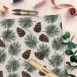 Ткань штапель шишки и елки