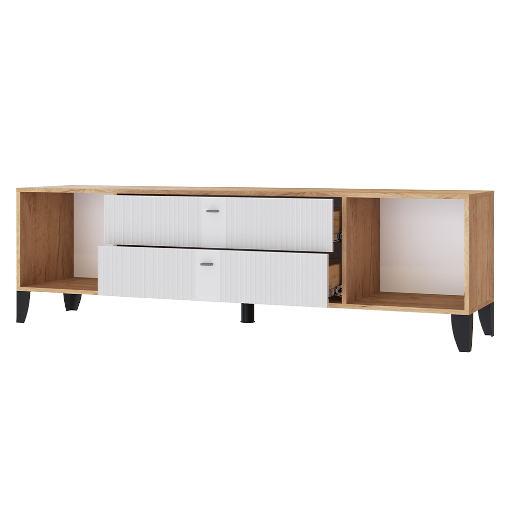 Тумба под телевизор Парус-10, Дуб крафт золотой, Карбон фарфор