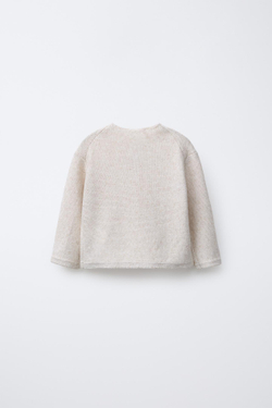 ZARA ДЖЕМПЕР С УЗОРОМ «КОСЫ» И ПУГОВИЦАМИ НА ГОРЛОВИНЕ, СВЕТЛО-БЕЖЕВЫЙ