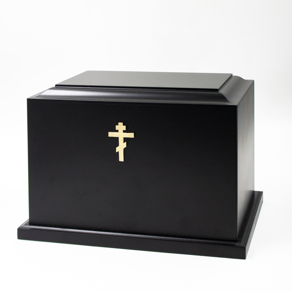 Урна для праха "Реквием L" черная с декором Крест