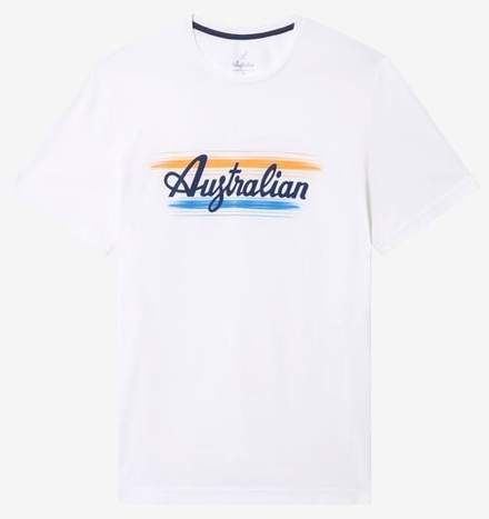 Мужская теннисная футболка Australian Cotton T-Shirt Brush Line Print - bianco