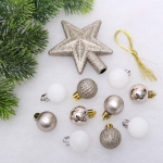 Набор ёлочных украшений «Brilliant pirouette» 30 предметов, Белый/Шампань