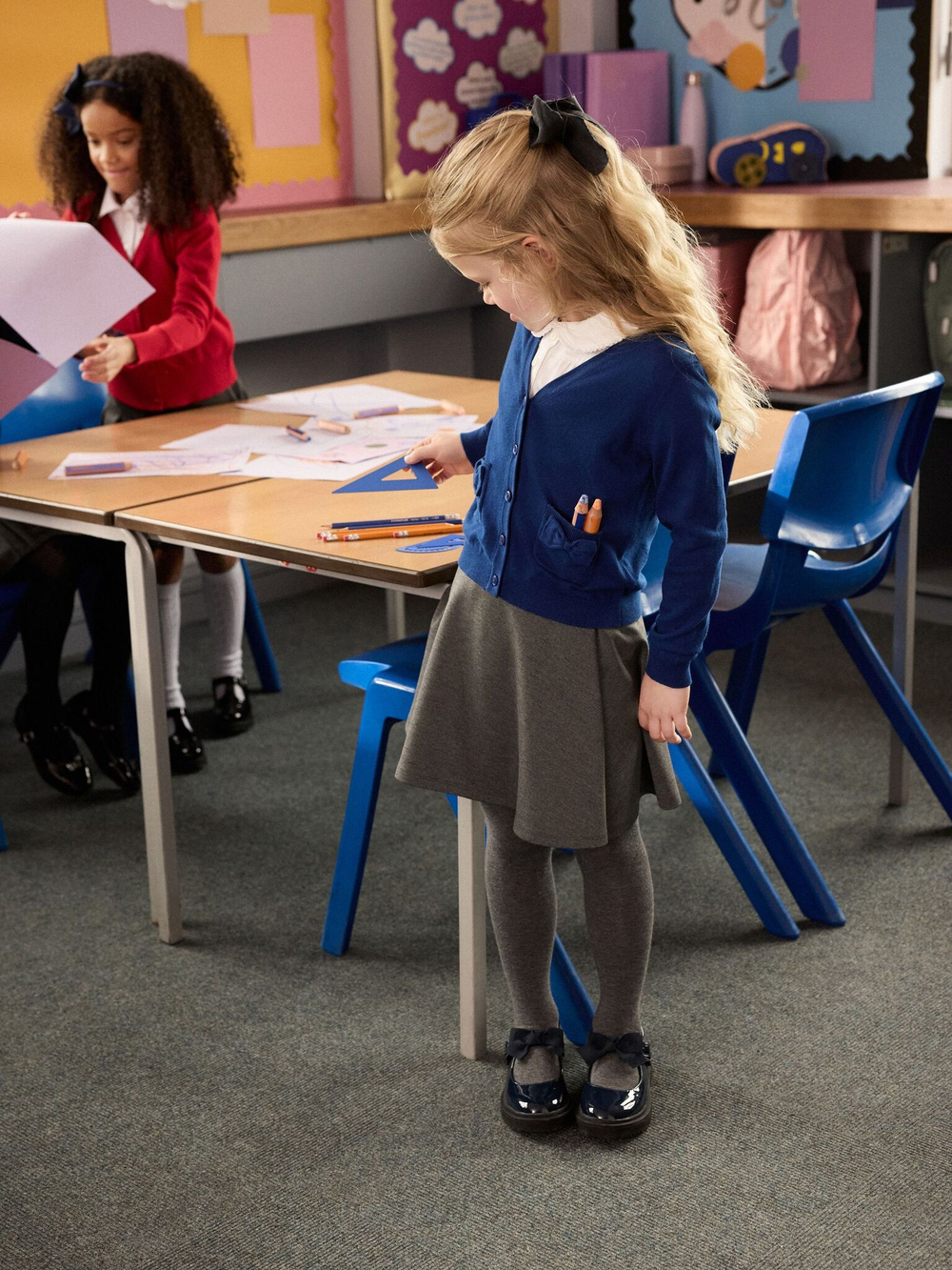 Кардиган школьный с карманами для девочки Next 691-746, Синий