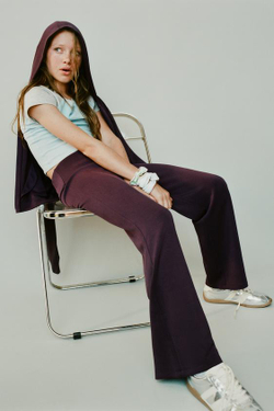ZARA СПОРТИВНЫЕ БРЮКИ WIDE LEG, БАКЛАЖАННЫЙ