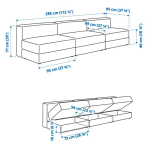 4-местный диван - IKEA JÄTTEBO/JATTEBO/ЯТТЕБО ИКЕА, 71х95х285 см, серый
