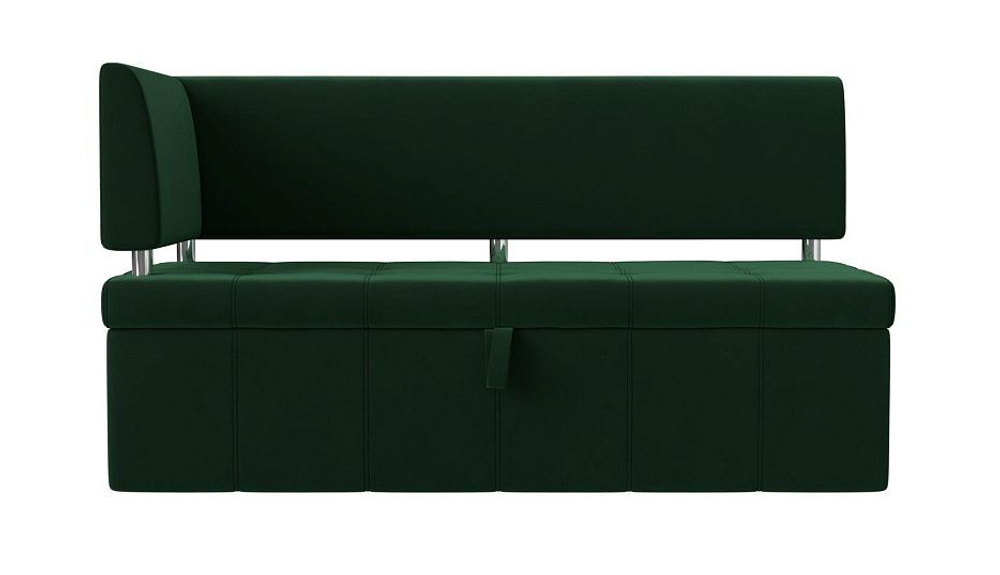 Диван кухонный прямой Стоун с углом левый, Зеленый, Велюр, 107268L