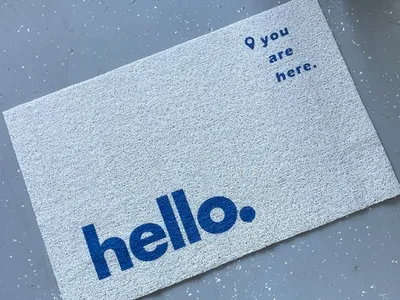 Коврик Hello придверный, белый