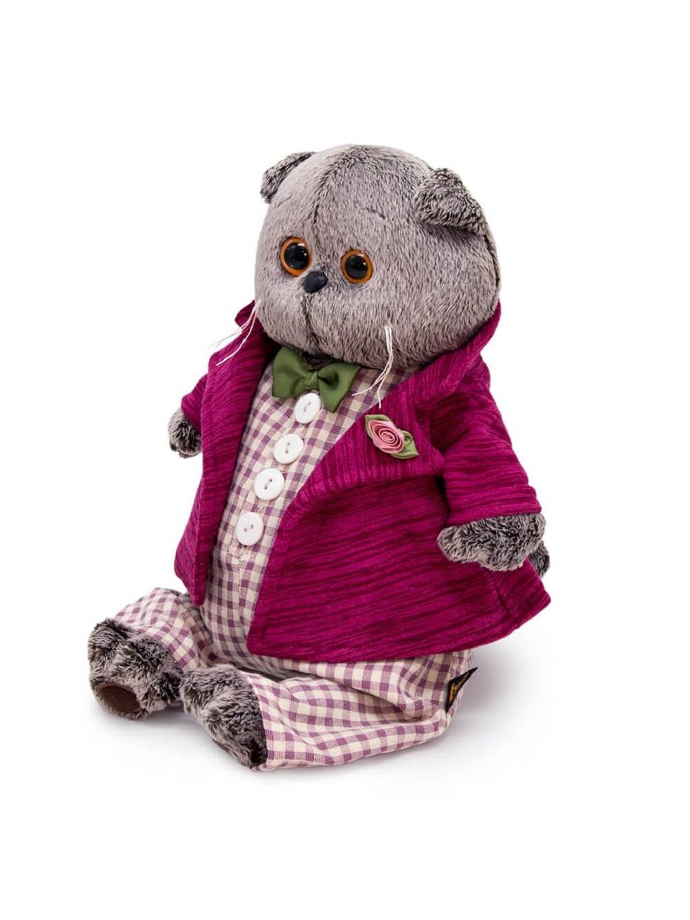 Мягкая игрушка Басик в комбинезоне и пиджаке 22 см
