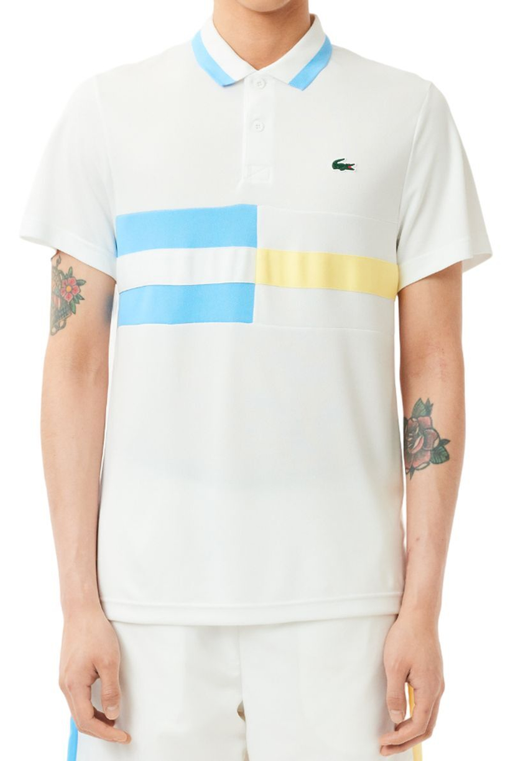 Мужское теннисное поло Ultra-Dry Colour-Block Stripe Tennis Polo Shirt - белый