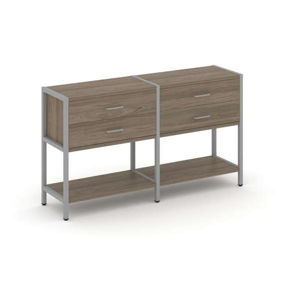 Shelf System Двухсекционный стеллаж двухярусный с ящиками SN.STM-222 Вяз Благородный/Металл Серый 15