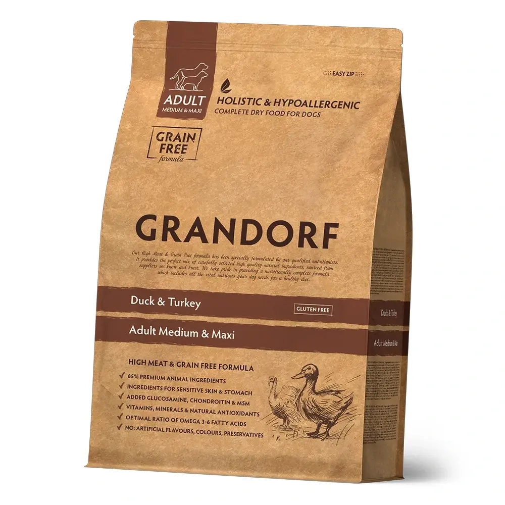 Сухой корм Grandorf Duck & Turkey Adult Medium & Maxi для собак средних и крупных пород