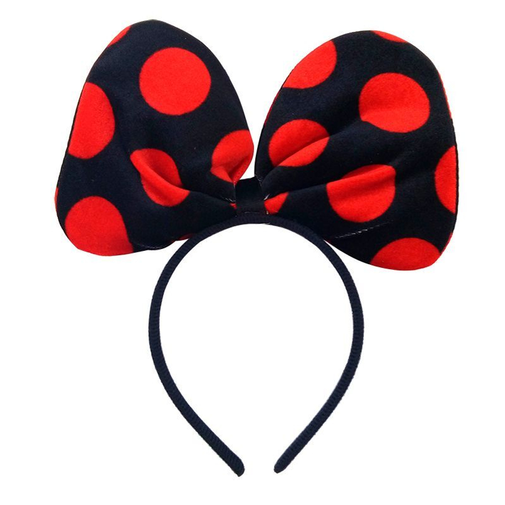 Ободок "Бантик" красный горох, велюр, 717001, Веселуха