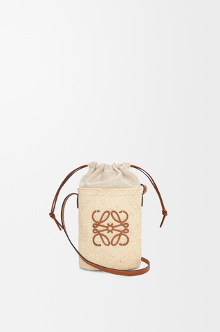 Loewe Сумка из пальмы ирака и телячьей кожи, натуральный/коричневый