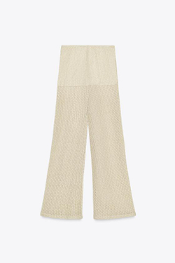 ZARA БРЮКИ ИЗ МЕТАЛЛИЗИРОВАННОЙ НИТИ, ЗОЛОТИСТЫЙ