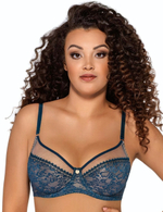 Комфортный бюстгальтер на косточках цвета деним (Размер: 75I) (Цвет: грязно-синий)